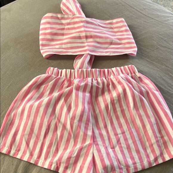 NEW Pink and White Striped Short Set - Picture 6 of 7